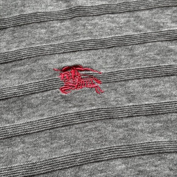 Burberry Black Label Men’s Gray T-Shirt – Size 3 (M), Red Logo, Pink Trim - Picture 6 of 11